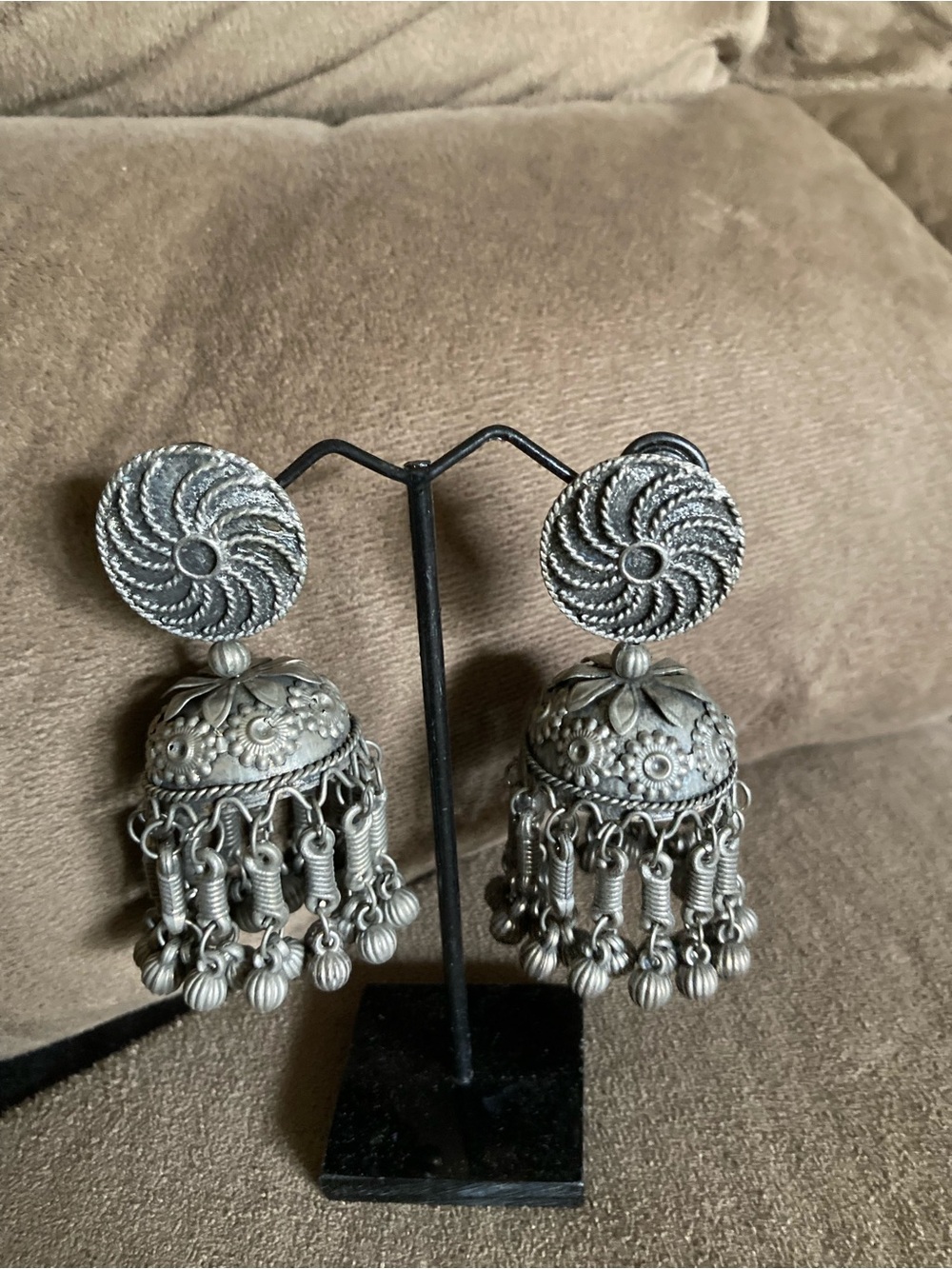 Silver-Tone Floral Jhumka Drop Earrings - Women's Jewelry